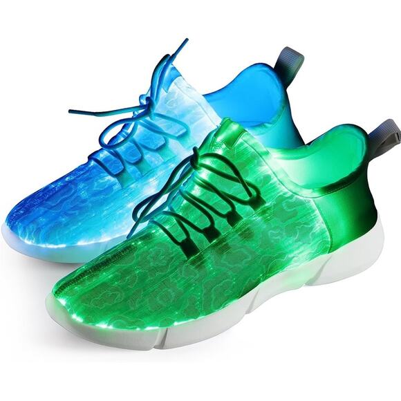 Shinmax Fiber Optic LED Sneakers Light Up Shoes Unisex USB Charge Flashing Men 8 - Picture 1 of 16